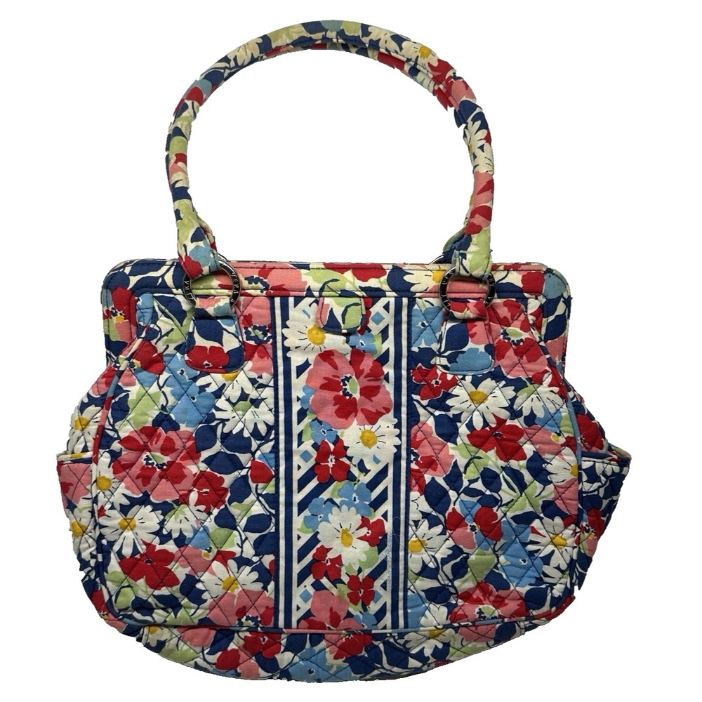 Vera Bradley Summer Cottage-Frame Bag-Large Purse Handbag,‎ Floral